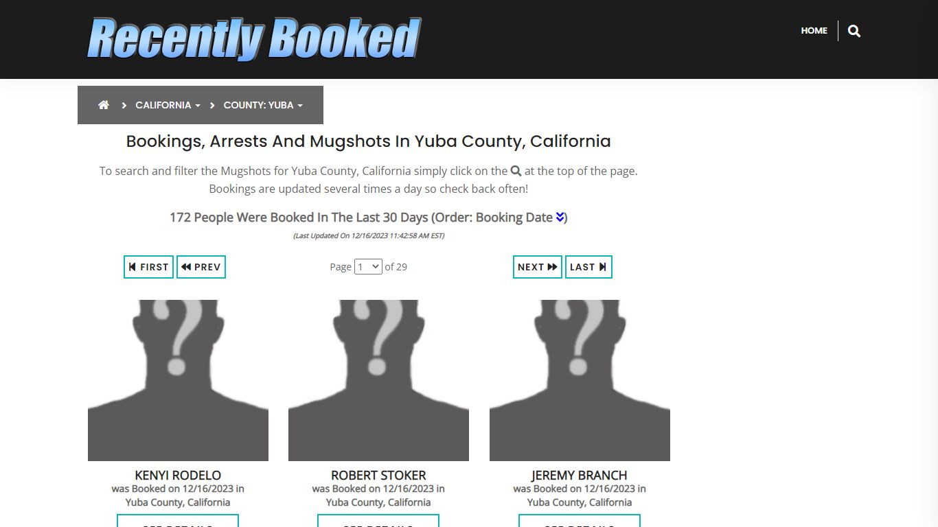Recent bookings, Arrests, Mugshots in Yuba County, California
